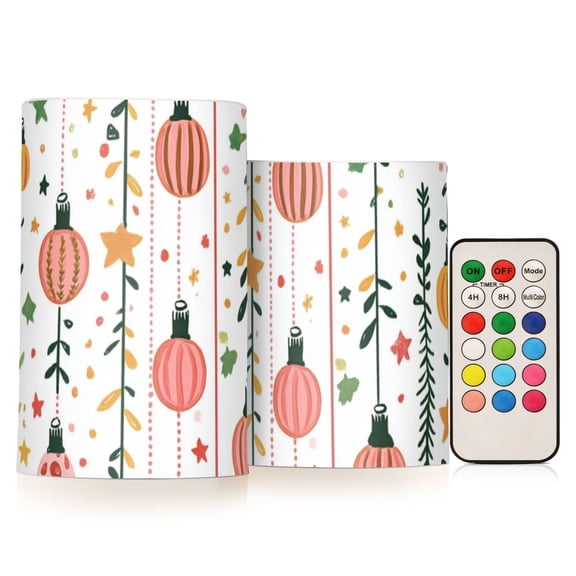 Strings Of Lights Leaves Stars Flickering Flameless Candles LED Tealight Battery Operated with Remote Set of 2 Holiday Decor Ornaments