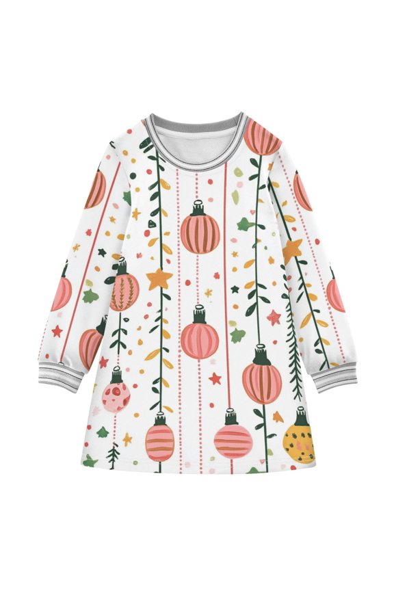 Strings Of Lights Leaves Stars Long-sleeved Dress A-line Dress for 2-8 Years Casual Party 4T