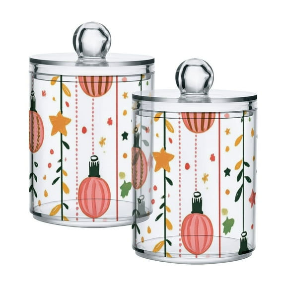 Strings Of Lights Leaves Stars Translucent Plastic Cans Storage Canisters with Lid Set of 2