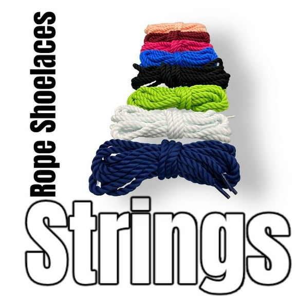Strings Shoe Laces Twisted 8MM Round. Fits thru most eyelids Fast Ship From U.S. (Shoelace Material:Rope 1 Pair White;)