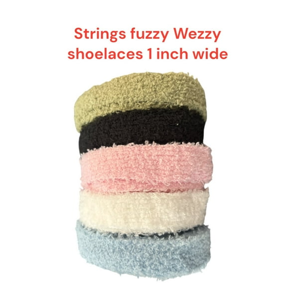 Strings Shoelaces Fuzzy Wezzy Soft 1 inch Wide 45 Long Optional Metal Tips (MPN:45" Lemon Yellow Thick;)