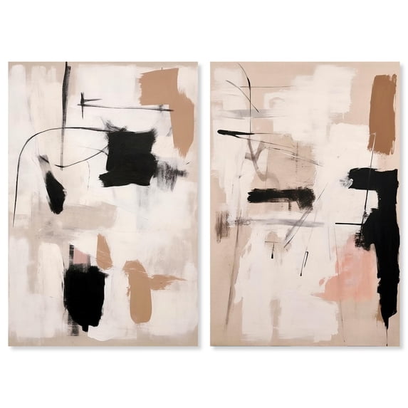 Strings attached Set Canvas Set of 2 Neutral Art by Art Remedy, Gallery Wrapped, 36 x 54