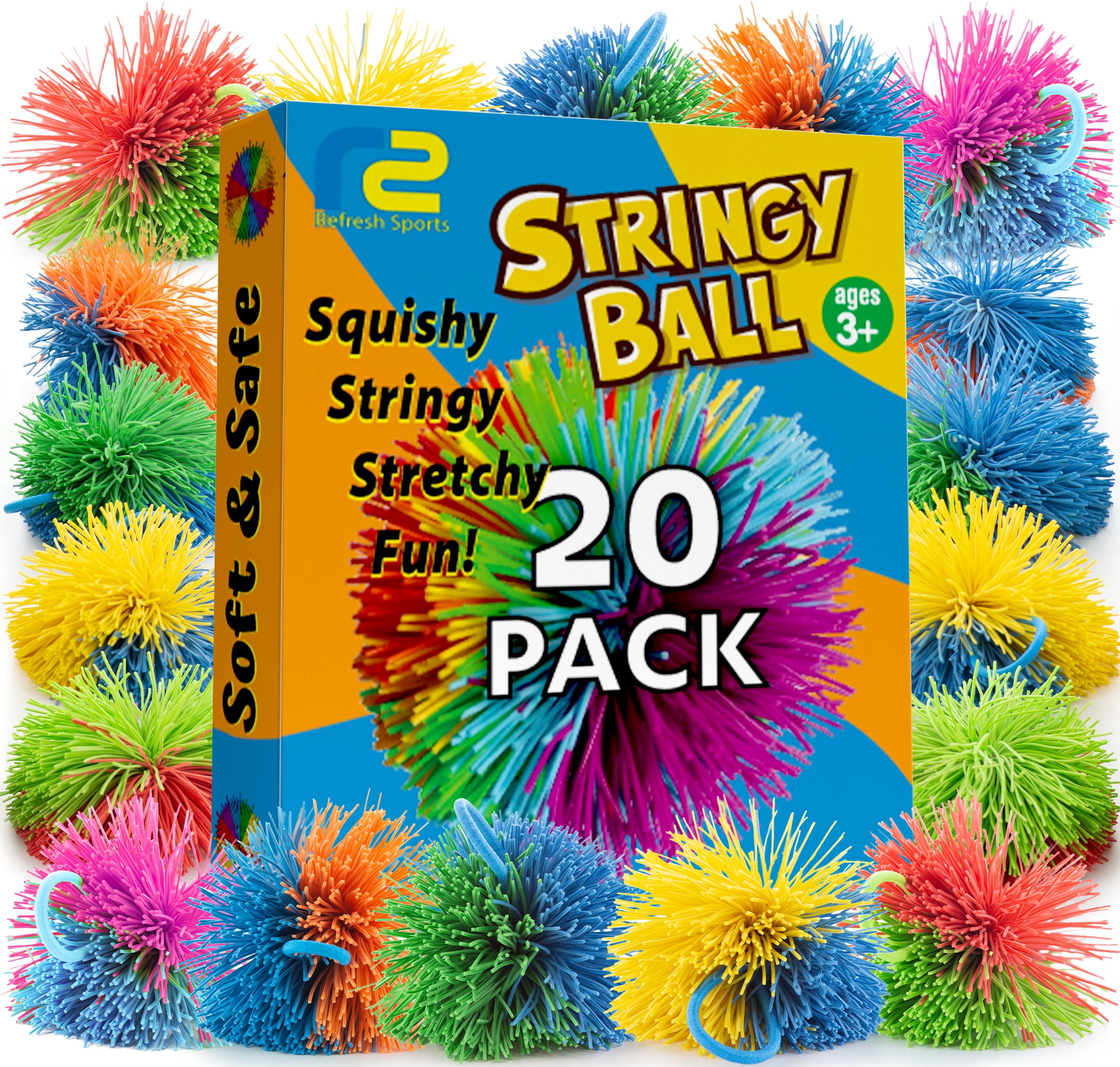 Stringy Balls Pom Monkey Fidget Toy - 20 Pack - Refresh Sports