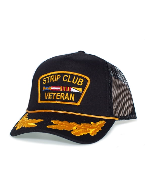 Strip Club Veteran - Funny Trucker Hat Adult One-Size Snap Closure Black