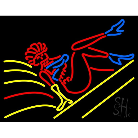 Strip Girl Logo LED Neon Sign 15" Tall x 19" Wide - inches Black Square Cut Acrylic Backing, with Dimmer - Premium built indoor Sign for Strip Club, Dance club, Dcor, Bar.