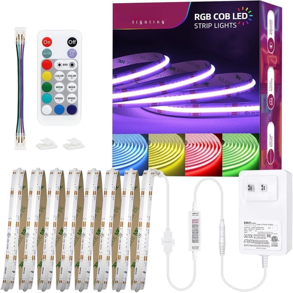 Strip Light 16.4ft, Dimmable COB 24V Flexible  Color Changing Tape Light Kit with Remote, High Density 3150LEDs for TV Backlight, , Bar, Party Christmas Decoration