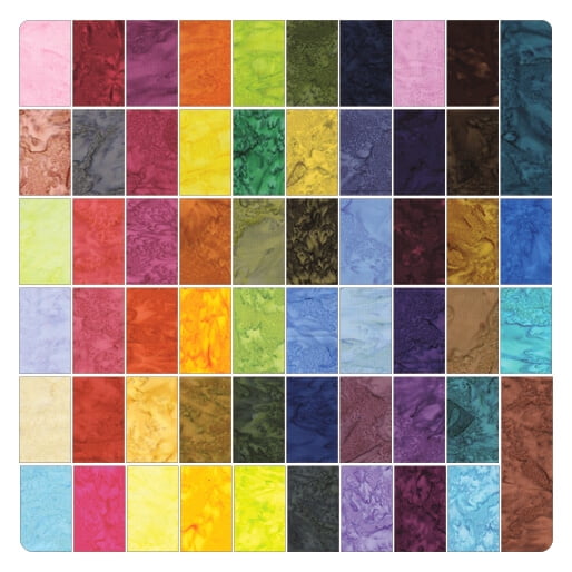 Strip-Pies - Bali Quarry Hill Benartex Triple Dyed Balis Batiks 2.5" Strips Roll-Up Bundle Quilter's Cotton Fabric Precuts (STQUAPK) M405.17