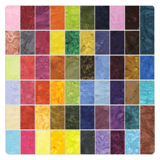 Strip-Pies - Bali Quarry Hill Benartex Triple Dyed Balis Batiks 2.5" Strips Roll-Up Bundle Quilter's Cotton Fabric Precuts (STQUAPK) M405.17