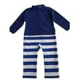 thumbnail image 1 of Strip Proof One-Piece Toddler Romper With a Back Zipper in Blue/White, 1 of 5
