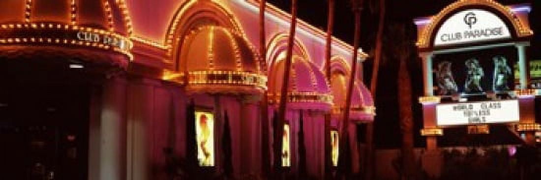 Strip club lit up at night Las Vegas Nevada USA Canvas Art - Panoramic Images (36 x 12)