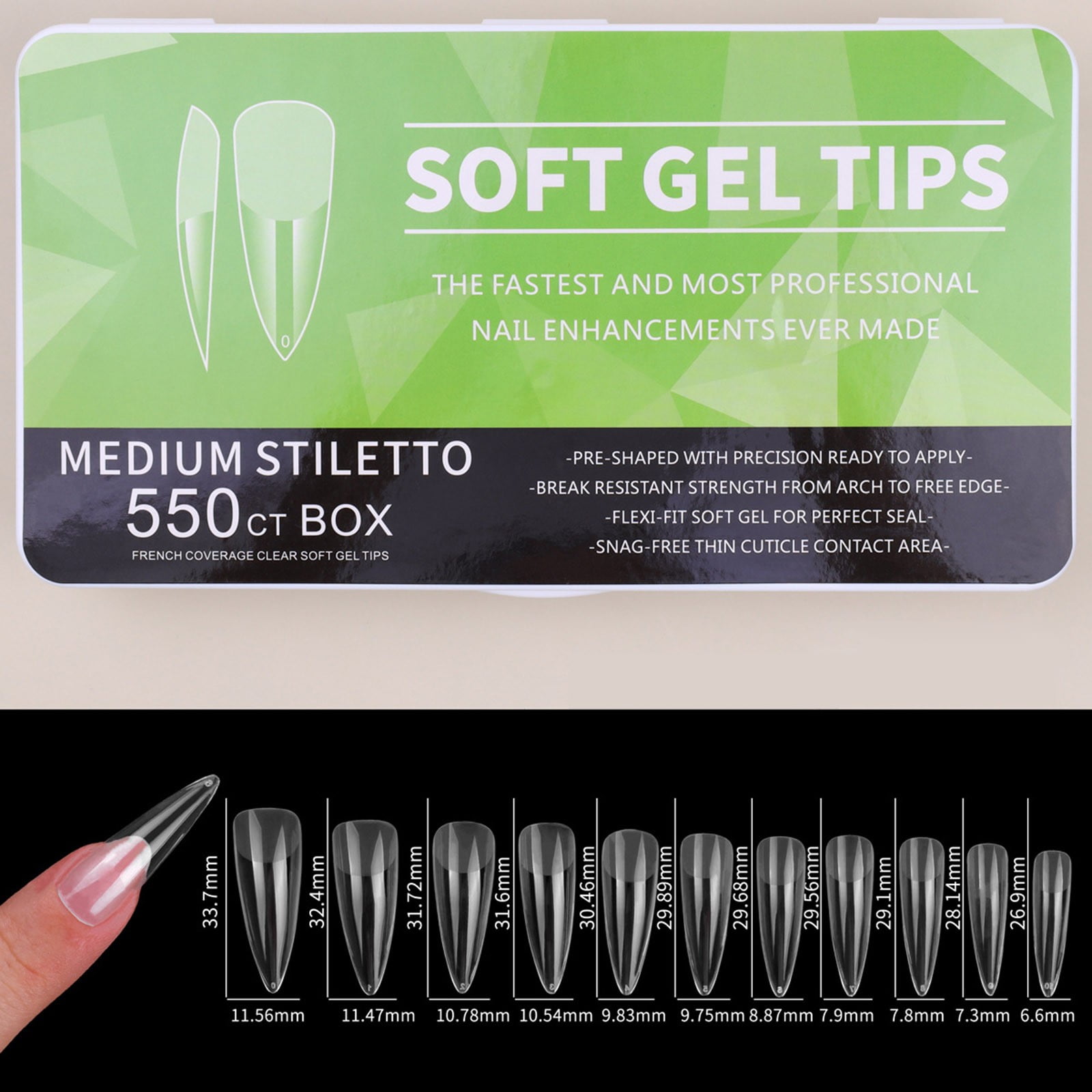 Stick on Nails Coffin Shape Nail Clear Tips Coffin for Nails Stuff Full Well Nail Tips for Practice Hand Tip Nails Practice Acrylic Nail Tips Clear Ballerina 500 False Nail Tips Clear Long on