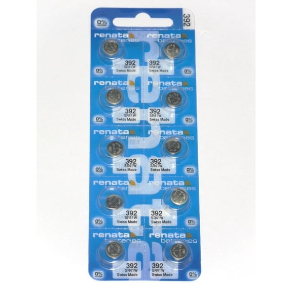 Strip of 10 Genuine Fresh Renata 392 SR41W Swiss Made Silver 1.55v Batteries
