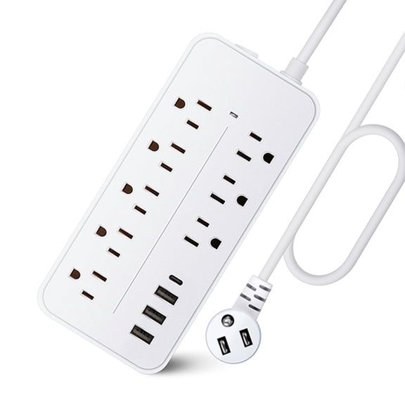 Strip with Long Cord and 8 Outlets for Easy Home Office Organization