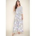 thumbnail image 1 of Stripe 3/4 Sleeve Ivory Medallion Sash Maxi Dress, 1 of 7