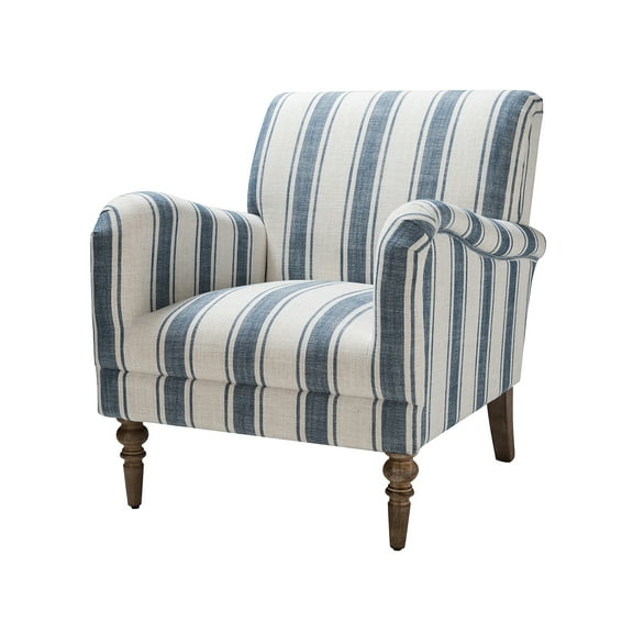 Stripe Accent Chair, Tina's Home Wood Leg Armchair Living Room Bedroom Adult, Navy Stripe