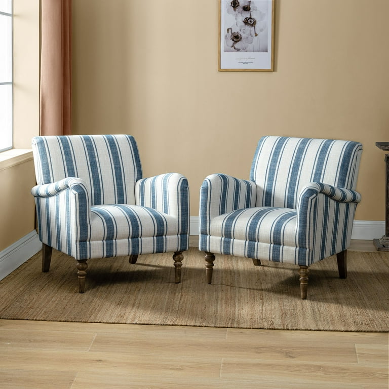 American Furniture Classics Upholstered Chair in Blue Striped Fabric