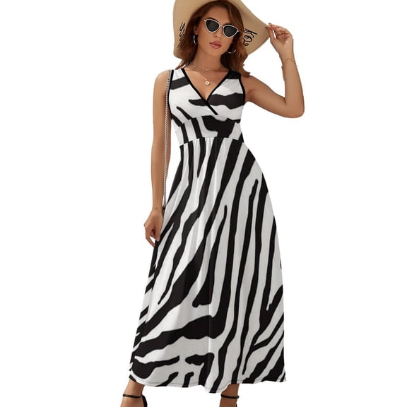 Stripe Animals Jungle Tiger Pattern White Dress Fashion Boho Beach Long Dresses Female Party Printed Maxi Dress