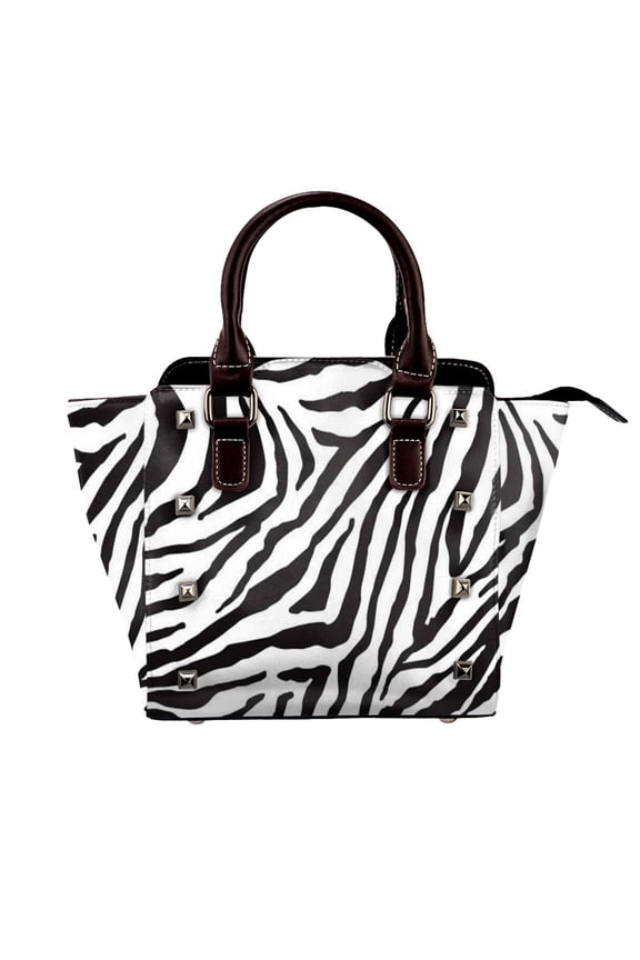 Stripe Animals Jungle Tiger Pattern White Rivet Fashion One-Shoulder Women's Handbag Tote Bag