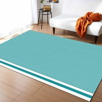 Stripe Area Rug 4'x6' Stripes Abstract Teal Green Geometric Simple Washable Area Rugs Non Shedding Floor Carpet Rubber Backing Non-Slip Indoor Mats for Living Room Bedroom Kitchen