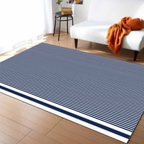 Stripe Area Rug 5'x8' Stripes Abstract Navy Blue Geometric Simple Washable Area Rugs Non Shedding Floor Carpet Rubber Backing Non-Slip Indoor Mats for Living Room Bedroom Kitchen