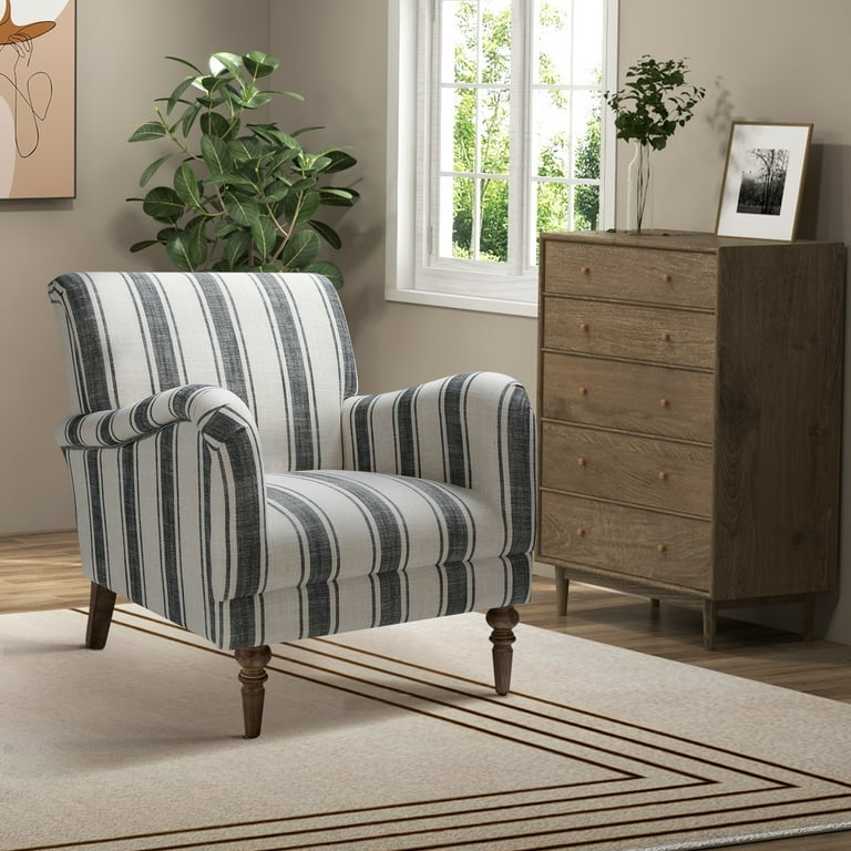 Beige striped online accent chair