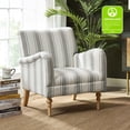 thumbnail image 1 of Stripe Armchair Upholstered Wooden Legs Accent Chair for Home Living Room Bedroom Adult Grey Stripe, 1 of 9
