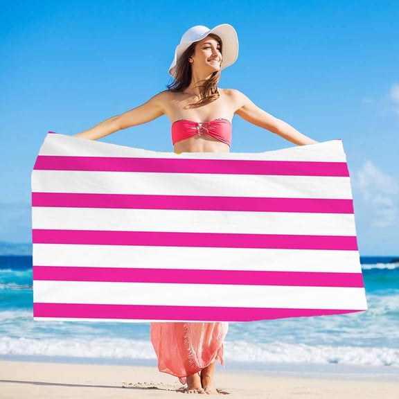 Stripe Beach Towel, Beach Towel Microfiber, Stripes Travel Towels, Thin Terry Set, Travel Bath Swim Camping Towels, for Swim Pool Camping, Adults Women Men Beach Essentials Accessories, 140 x 70cm
