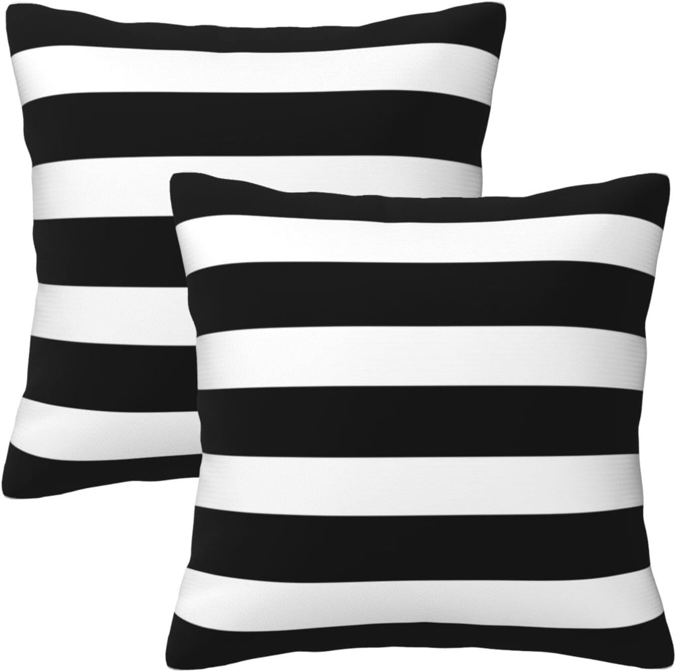Black and White Striped Cotton Polyester Euro Pillowcases Set of 2