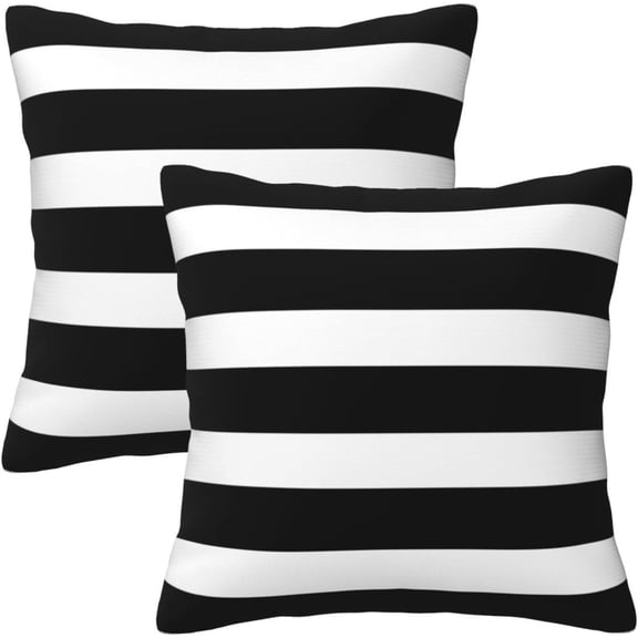 Stripe Black and White Farmhouse Throw Pillow Covers 18x18 in Pillow Case Soft Outdoor Pillow case Cushion Covers Set of 2 for Sofa Bed Bedroom Car Chair Living Room Home Decorative