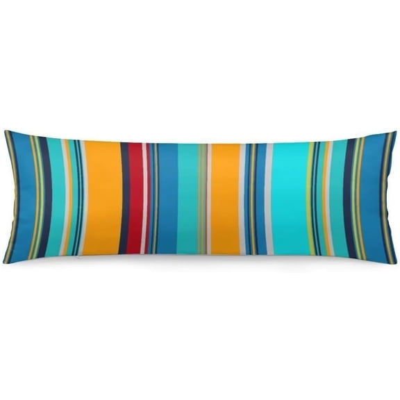 Stripe Bohemian Style Body Pillow Cover Colorful Stripes Long Pillow Case with Zipper Farmhouse Bedding Pillowcase Decorative Pillowcases Soft Cushion Pillow Covers for Bedroom,Couch,20"x54",Teal Blue