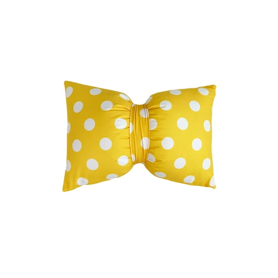 Stripe Bow Decorative Throw Pillow 50 X 33 Cm, Soft Velvet Lumbar Cushion For Couch Bed Or Sofa, Polka Dot Accent With 3D Bow, Durable Polyester, Easy Clean, Stylish Living Room Accent