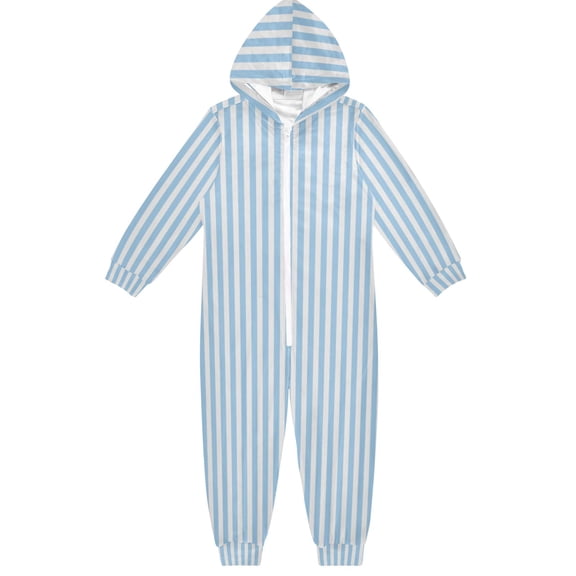 Stripe Boys & Girls Hooded One-Piece Pajamas Warm Crystal velvet Hooded Long Sleeve Loungewear Jumpsuit Unisex