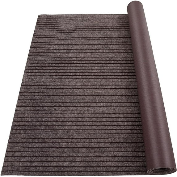 Stripe Brown Marine Carpet, 6x13.1 ft, Boat Carpet Rug, Indoor/Outdoor, TPR Non-Slip, Waterproof, for Patio Deck, Camping, Outdoor.
