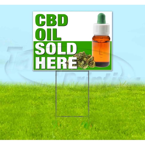 Stripe Cbd Oil Sold Here Green (18" x 24") Yard Sign, Includes Metal Step Stake
