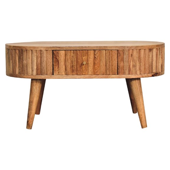 Stripe Coffee Table In Solid Wood, Oak - Enhance Home Grace Wood Functional Decor Piece