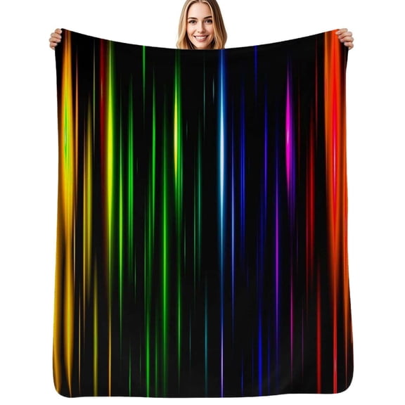 Stripe Color Flannel Blanket Warm Soft Bedding Throws Winter Camping Chair Sofa Bed
