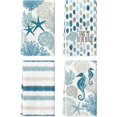 thumbnail image 1 of Stripe Coral Starfish Seahorses Whelks Summer Kitchen Towels Dish Towels, 18x26 Inch Farmhouse Decoration Hand Towels Set of 4, 1 of 6