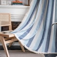 thumbnail image 1 of Stripe Curtains Cotton Linen Farmhouse Drapes for Living Room Semi-Blackout Geometric Window Curtain Panels with Tassel 1 Panel Rod Pocket Room Darkening Window Treatment 52"x63", 1 of 6