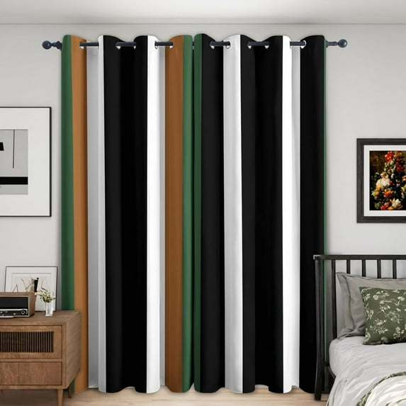 Stripe Curtains, Modern Geometric Blackout Curtains For Bedroom Living Room Home Decor, Minimalist Patterned Grommet Drapes 52"W x 90"L