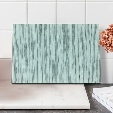 Stripe Cutting Board, Repetitive Hatched Look Curvilinear Thin and Dense Lines Illustration Print, Decorative Tempered Glass Cutting and Serving Board, in 3 Sizes, by Ambesonne