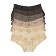 thumbnail image 1 of Stripe Delight Hipster Panty 5-Pack | Paramour By Felina | Lace Mid-Rise (All About Basics, Small), 1 of 3