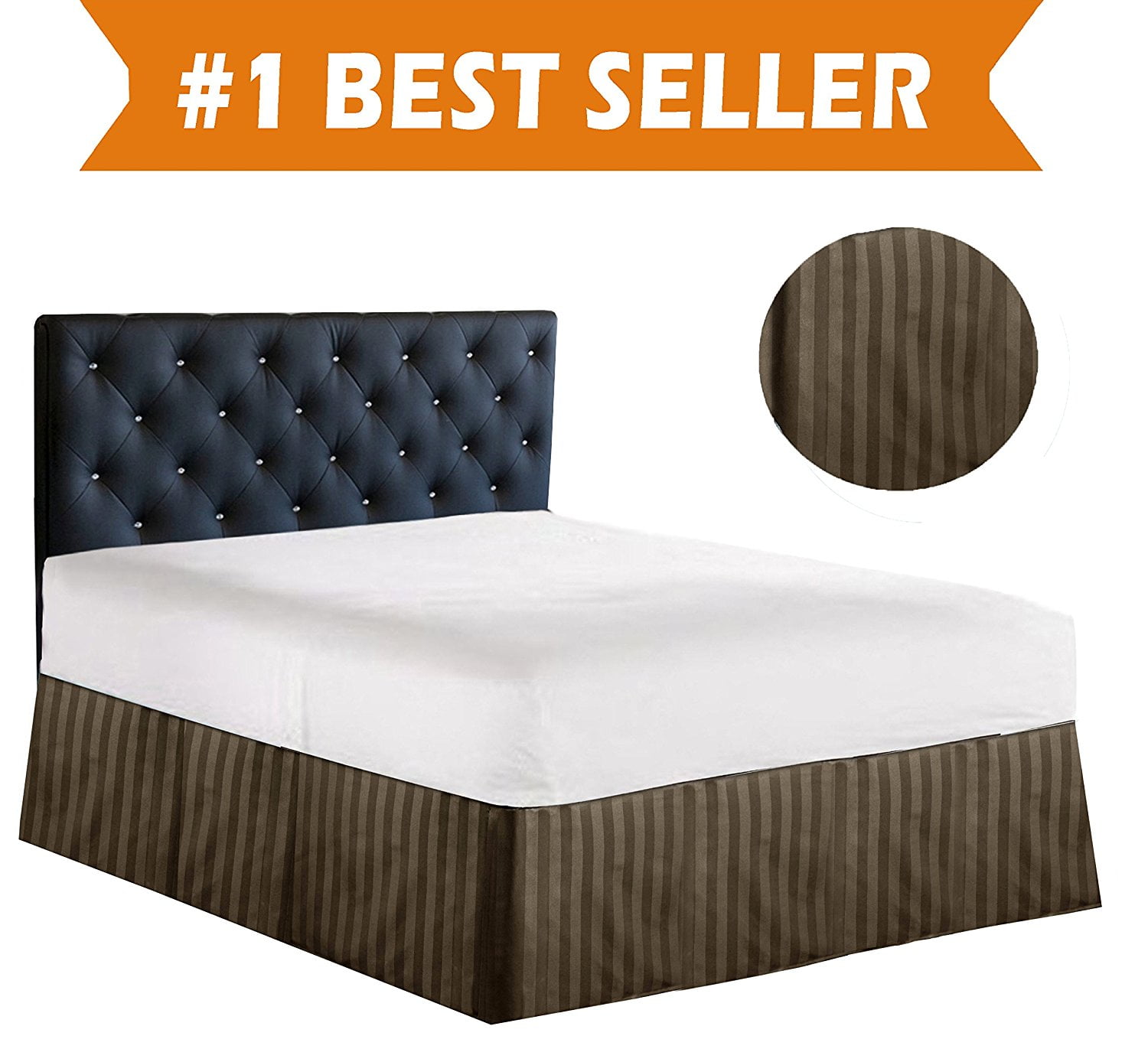 Stripe Design Bed Skirt Dust Ruffle California King Chocolate Brown