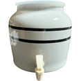 thumbnail image 1 of Stripe Design Countertop Water Dispenser Porcelain Ceramic Beverage Crock with BPA Free Spigot and Ring, Fits 3 to 5 Gallon Bottle Jug - Black, 1 of 4