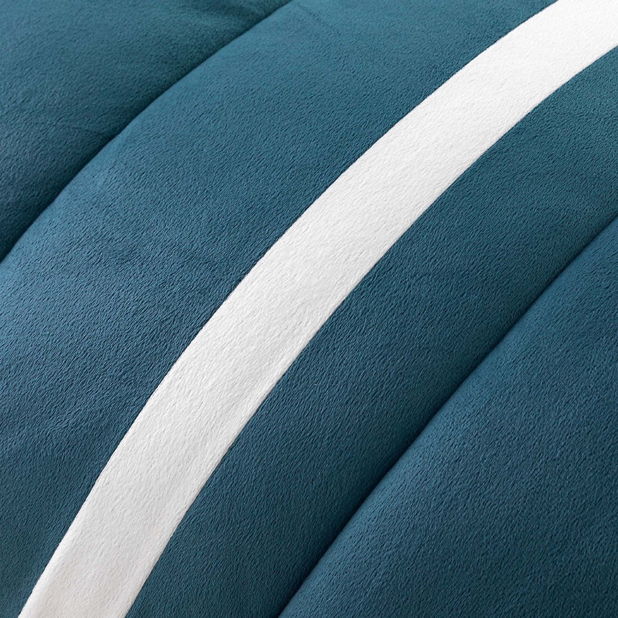 Green King Microfiber Down Alternative Comforter Set with Stripe