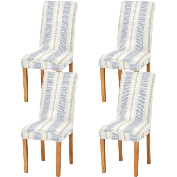 Stripe Dining Chair Covers Set of 4, Stretch Kitchen Chair Slipcover Washable Removable Chair Covers Protector for Dining Room, Hotel and Ceremony