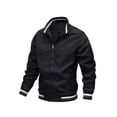 thumbnail image 1 of Stripe Edge Bomber Jacket, Men's Casual Stand Collar Zip Up Jacket For Spring Summer Outdoor, 1 of 5