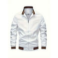 thumbnail image 1 of Stripe Edge Bomber Jacket, Men's Casual Stand Collar Zip Up Jacket For Spring Summer Outdoor, 1 of 5