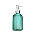 thumbnail image 1 of Stripe Glass Soap Dispenser, Liquid Hand Soap Dispenser, Rustproof Pump for Kitchen & Bathroom, Home Decoration (Green), 1 of 6