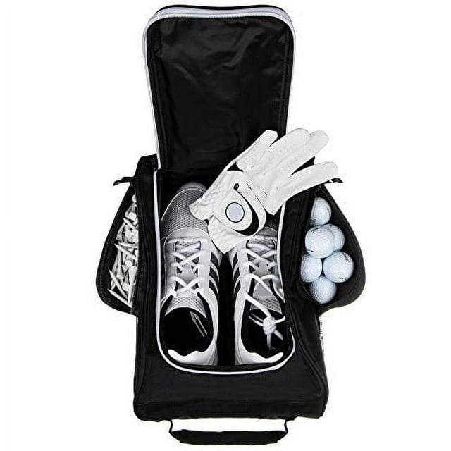 Stripe Golf Golf Shoe Bag - Zippered Golf Shoe Carrier Bag with Mesh Ventilation - Side Pockets for Golf Balls, Golf Glove, Tees and Other Golf Accessories