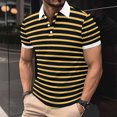 thumbnail image 1 of Stripe Golf Tees for Men Short Sleeve Button Collared T Shirts Mens Casual Pullover Breathable Going Out Athletic Workout Tshirts Tops, 1 of 6